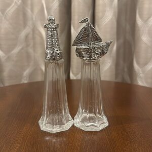 Rare Vintage Lighthouse and Sailboat Salt & Pepper Shakers